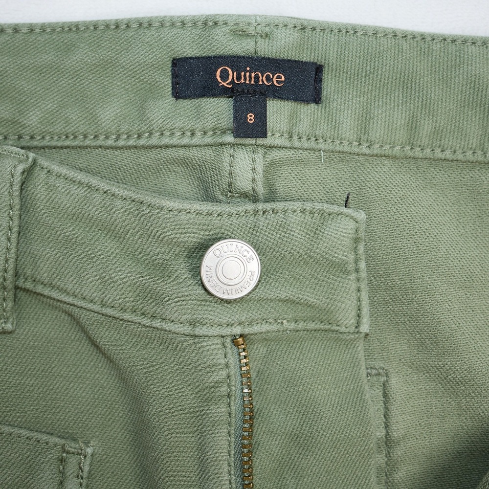 Quince Womens Olive Green Wide Leg Utility Pants High Rise Cotton Blend Size 8 - Picture 5 of 8